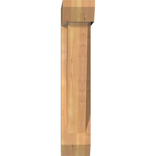 Traditional Slat Smooth Bracket W/ Offset Brace, Western Red Cedar, 5 1/2W X 16D X 28H
